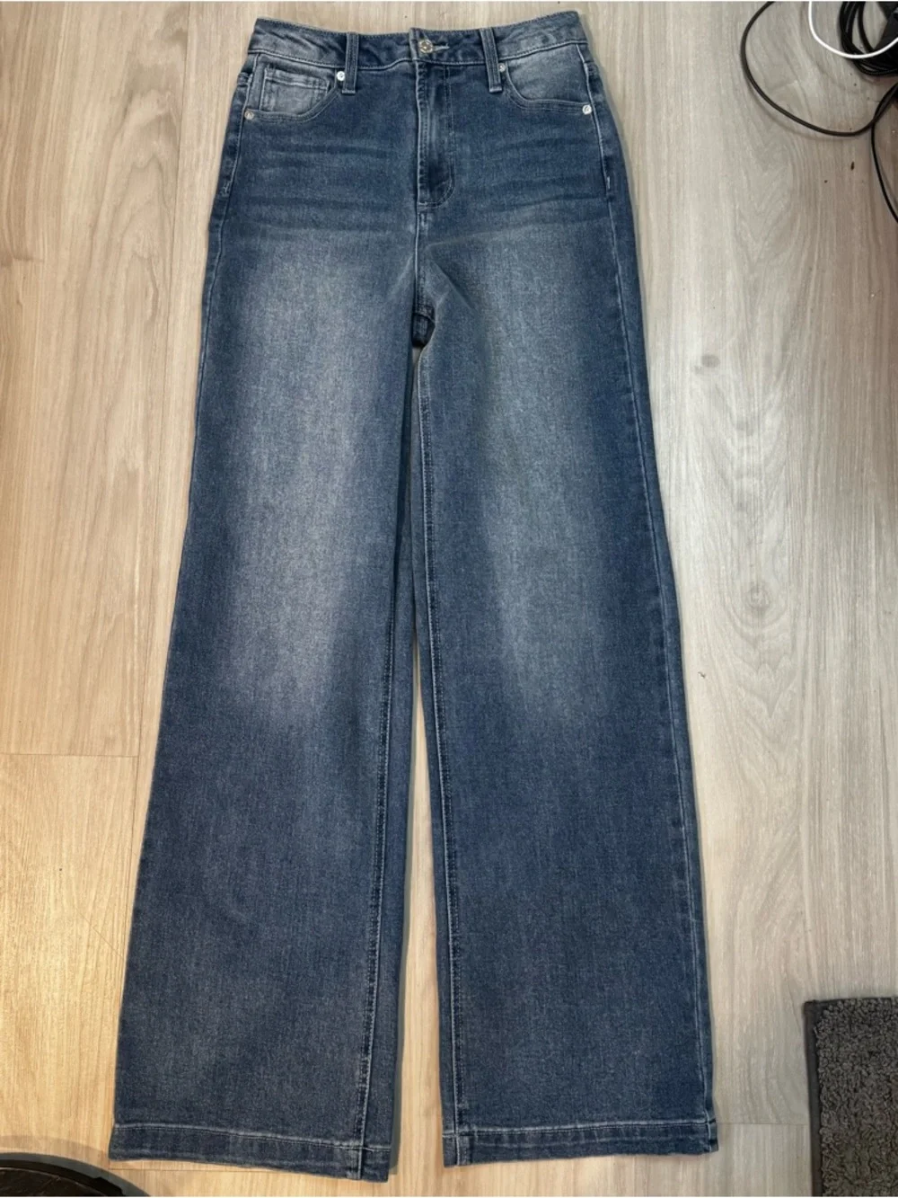 Juicy Couture lunita high rise wide leg jeans rhinestone bejeweled NWOT size 26